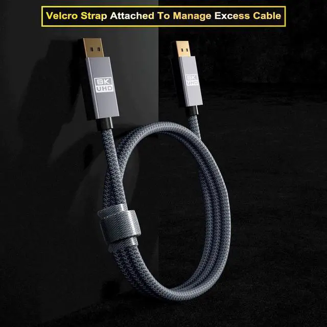 Alt view image 4 of 5 - Itramax 8K 60Hz DisplayPort Cable 15FT (2-Pack),DP 1.4 Male Ultra High Speed Cord for Laptop/PC/TV/Gaming Monitor 16,HBR3 Bandwidth of 32.4Gbps,4K@144Hz,2K@165Hz,1080P@240Hz(DP 1.2 Compatible)