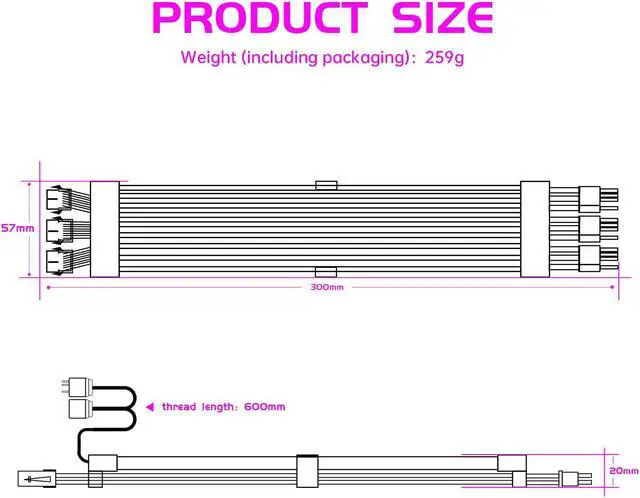 Alt view image 5 of 5 - RGB PC Cables,All White 3x8 pin RGB Cable Extension PC for CPU/PCIE,5V 3Pin Sync RGB PSU Cables.