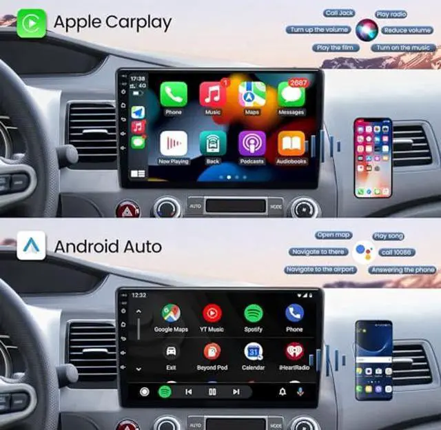 Alt view image 4 of 5 - Android 13 4G+64G, 10.1" Car Radio for Honda Civic 2006 2007 2008 2009 2010 2011, Wireless Carplay Android Auto Car Stereo with Backup Camera, 32 EQ Bluetooth FM/RDS/AM GPS 5G WiFi