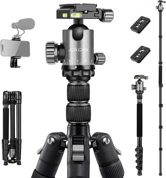 Main image of JOILCAN Tripod for Camera, 81" Camera Tripod DSLR Tripod, 83" Aluminum Camera Tripods & Monopods, Heavy Duty Travel Tripod for Binoculars Laser Level Spotting Scope, Professional Complete Tripod Units