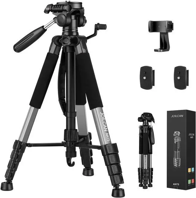 Main image of JOILCAN Tripod Camera Tripods, 74" Tripod for Camera Cell Phone Video Recording, Heavy Duty Tall Camera Tripod Stand, Professional Travel DSLR Tripods Compatible with Canon iPhone, Gunmetal Grey