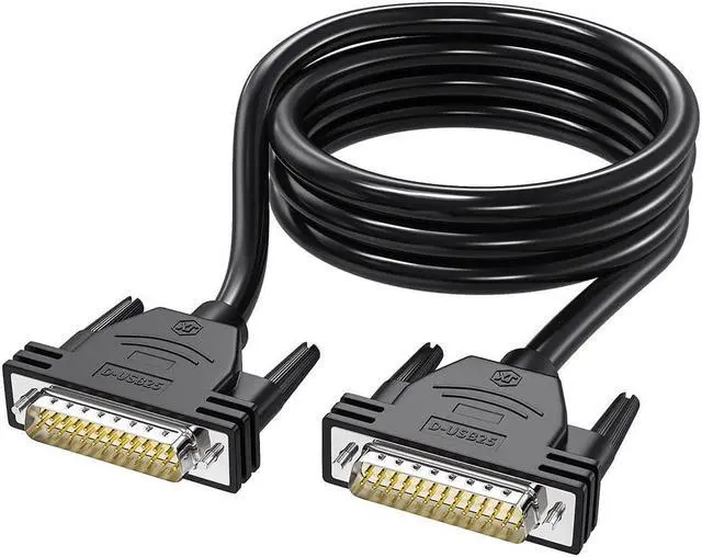 Main image of JUXINICE DB25 Male to Male Cable 16FT, 26awg Tinned Copper Wires,Double-Shielded with Foil &Metal Braid, D-SUB 25 PIN RS232 Serial Cable in Black, OD:8.0mm