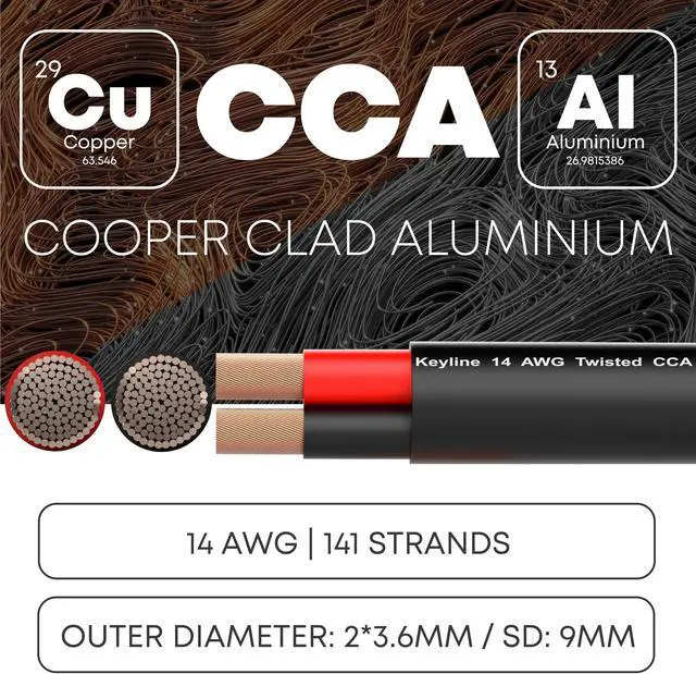 Alt view image 4 of 5 - 14 Gauge Speaker Wire - 100 Feet Black| 14-2 AWG Gauge - Outdoor Speaker Wire, CL3 CL2 Rated for in Ground Burial & in Wall / 2 Conductors - Marine Speaker Wire CCA Copper Clad Aluminum, Black 100ft