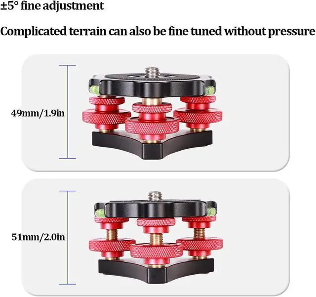 Alt view image 2 of 5 - KIMISS Camera Leveler, LP-64 Camera Tripod Ball Head Leveling Base Aluminum Triple Wheel Leveler Bubble Level Tripod Head Leveling Base
