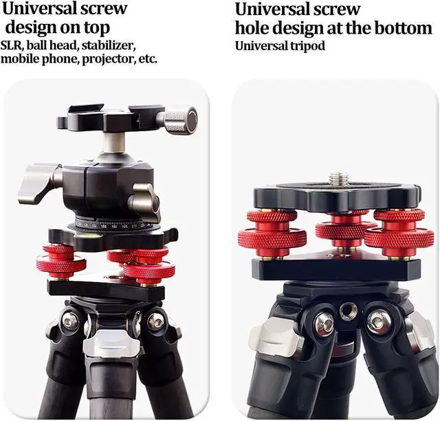 Alt view image 4 of 5 - KIMISS Camera Leveler, LP-64 Camera Tripod Ball Head Leveling Base Aluminum Triple Wheel Leveler Bubble Level Tripod Head Leveling Base