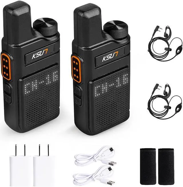 Main image of Walkie Talkies with Earpiece and Mic Set, 2 Pack Security LED for Adults Radio Long Range with Mic Waterproof VOX 4000mAh Rechargeable Lithium Ion Battery for Hiking Camping KSUN M6