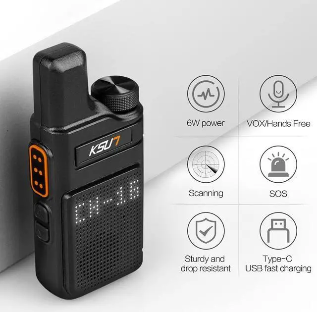 Alt view image 2 of 5 - Walkie Talkies with Earpiece and Mic Set, 2 Pack Security LED for Adults Radio Long Range with Mic Waterproof VOX 4000mAh Rechargeable Lithium Ion Battery for Hiking Camping KSUN M6