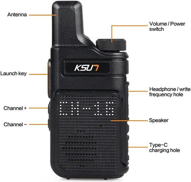 Alt view image 3 of 5 - Walkie Talkies with Earpiece and Mic Set, 2 Pack Security LED for Adults Radio Long Range with Mic Waterproof VOX 4000mAh Rechargeable Lithium Ion Battery for Hiking Camping KSUN M6