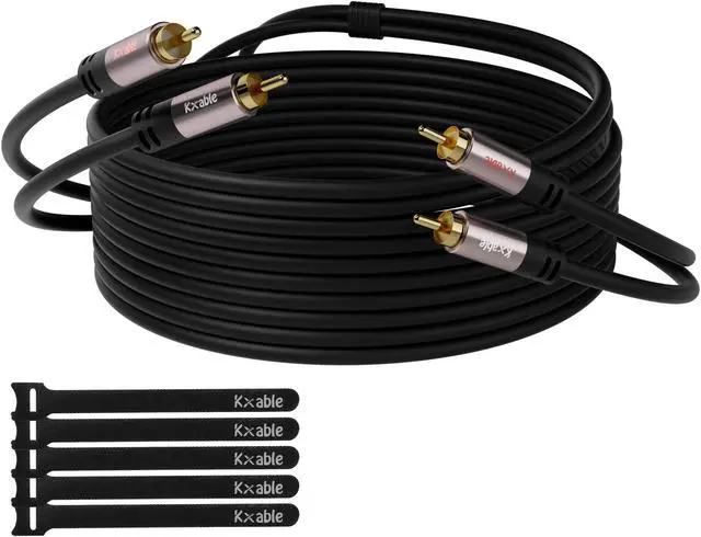 Main image of RCA Cable 100FT, 2RCA Male to 2RCA Male Stereo Audio Cable,[(Oxygen-Free Copper, Hi-Fi Sound, Double Shielded)]  2 RCA Car Audio Subwoofer Cord for Home Theater, HDTV, Amplifier, Hi-Fi System, Speaker