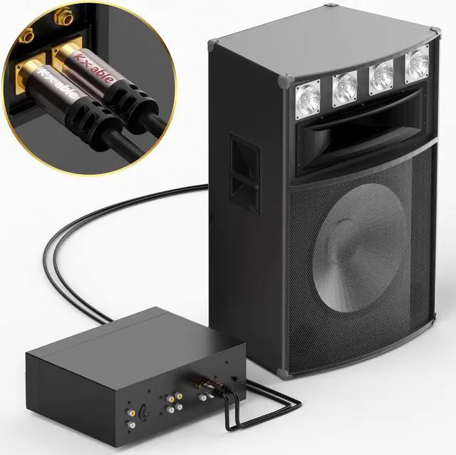 Alt view image 5 of 5 - RCA Cable 100FT, 2RCA Male to 2RCA Male Stereo Audio Cable,[(Oxygen-Free Copper, Hi-Fi Sound, Double Shielded)]  2 RCA Car Audio Subwoofer Cord for Home Theater, HDTV, Amplifier, Hi-Fi System, Speaker