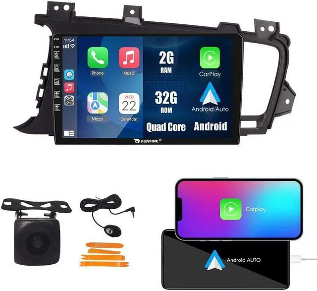 Main image of Kunfine Car CarPlay Android Auto Navigation Stereo GPS Radio Reverse Camera Display 9" IPS Touchscreen Headunit Tablet Pad Media Player for Kia Optima K5 2009-2015, if Applicable Quad Core 2G+32G