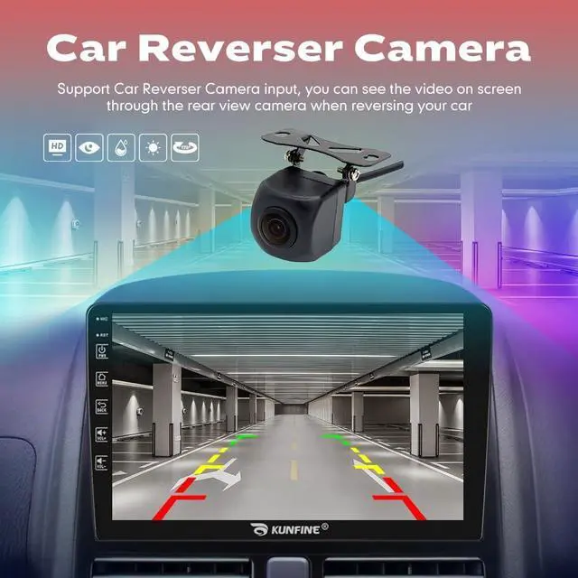 Alt view image 5 of 5 - Kunfine Car CarPlay Android Auto Navigation Stereo GPS Radio Reverse Camera Display 9" IPS Touchscreen Headunit Tablet Pad Media Player for Kia Optima K5 2009-2015, if Applicable Quad Core 2G+32G