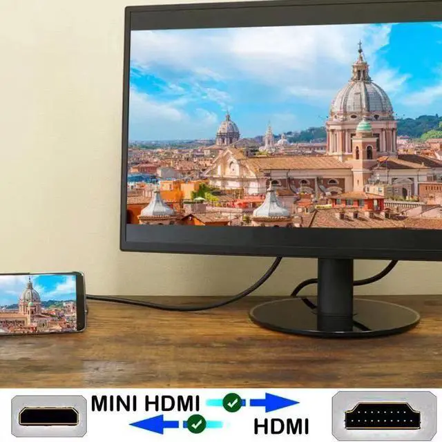 Alt view image 4 of 5 - YOTETION Mini HDMI to HDMI Cable 40FT, High-Speed HDMI to Mini HDMI Support 3D 4K/60Hz 1080p 720p Compatible with Camera, Camcorder, Tablet and Graphics/Video Card, Laptop, Raspberry Pi Zero W