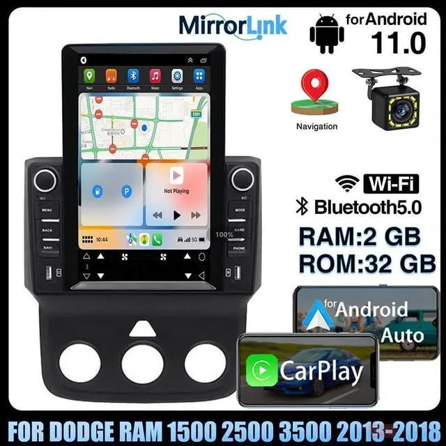 Alt view image 2 of 5 - Loddery 9.7 inch Car Radio Stereo for Dodge Ram 1500 2500 3500 2013 2014 2015 2016 2017 2018, 2GB +32GB, with Wireless & Wired Carplay,Built-in GPS WIFI DSP(Only fit Manual AC)