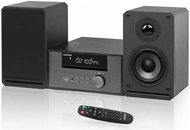 Main image of Home CD Stereo Shelf System,100W Hi-Fi Bookshelf Speskers System (CD Player, FM Radio, Wireless Bluetooth, USB Playback, AUX, Headphone Jack)