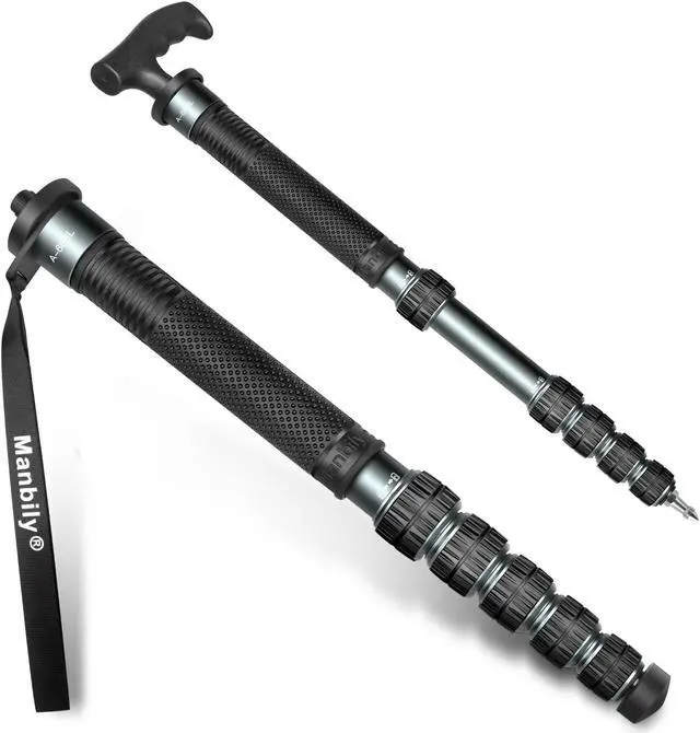 Main image of Manbily Camera Monopod, A-666L 32mm Tube Aluminum Monopod with Walking Stick Handle, Travel Monopod for DSLR Cameras Canon Sony Nikon, Payload 33 lbs/15kg (69")