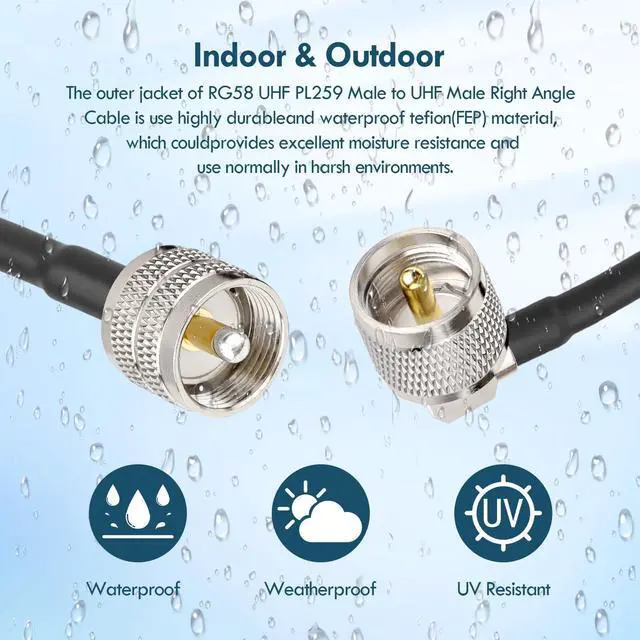 Alt view image 4 of 5 - MOOKEERF CB Coax Cable - RG58 UHF PL-259 Male to Male Right Angle Coaxial Cable 25FT Low Loss Cb Antenna Cable Jumper Cable for CB Radio, HAM Radio, Antenna Analyzer, SWR Meter