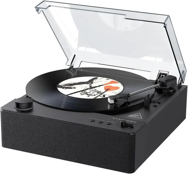 Main image of MYKESONIC Fully Automatic Record Player, Bluetooth Belt Drive Vinyl Turntable, Magnetic AT-3600L Cartridge, Bluetooth in & Out, Hi-Fi Stereo Speakers, Aux in Headphone, RCA Out, Anti-Resonance - Black