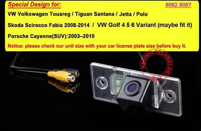 Alt view image 2 of 5 - Navinio Backup Camera Waterproof Rear-View License Plate Parking Vehicle Camera for VW Scirocco Fabia Seat Tiguan Touareg Santana Golf 5 V Passat Polo Skoda