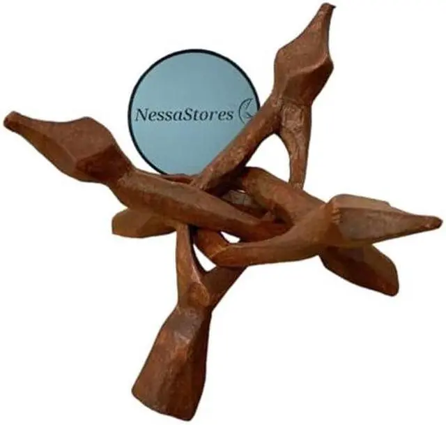 Main image of NESSASTORES 24 Wooden Tripod Stand - 6" Hand Carved Room Decor Holder, Ideal Crystal Ball Stand, Rock Stand, Vase Holder Stand for Abalone Shell, Decorative Bowl, Sphere, or Geode JC-046