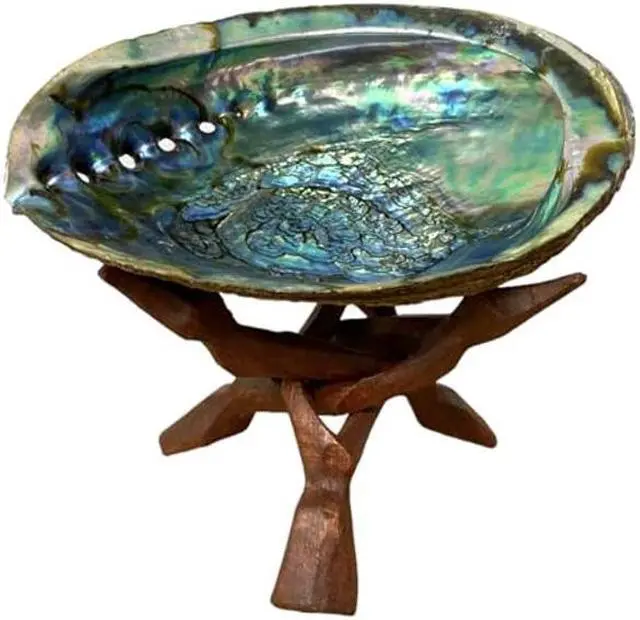 Alt view image 4 of 5 - NESSASTORES 24 Wooden Tripod Stand - 6" Hand Carved Room Decor Holder, Ideal Crystal Ball Stand, Rock Stand, Vase Holder Stand for Abalone Shell, Decorative Bowl, Sphere, or Geode JC-046