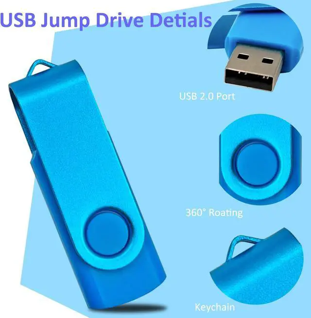 Alt view image 4 of 5 - 16GB USB Flash Drive 10 Pack, Nicepicten Bulk USB 2.0 Thumb Drive Memory Stick Pendrive Jump Drive Zip Drive USB Key with Lanyard Label, Blue Swivel Memorias USB for Office, Back to School & Bussiness