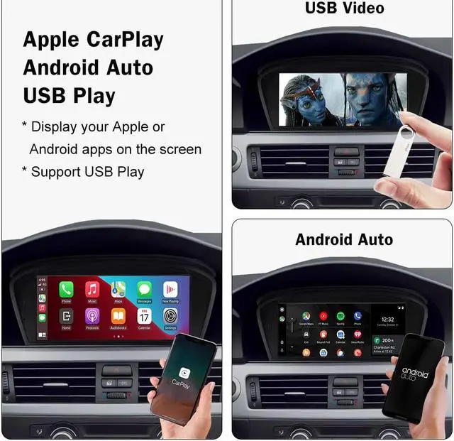 Alt view image 4 of 5 - NINETOM 8.8 inch Wireless Apple CarPlay Android Auto Car Multimedia Screen for BMW 5 Series CCC System, E60/E63/E64/E90/E91/E92/E93 (2005-2010)