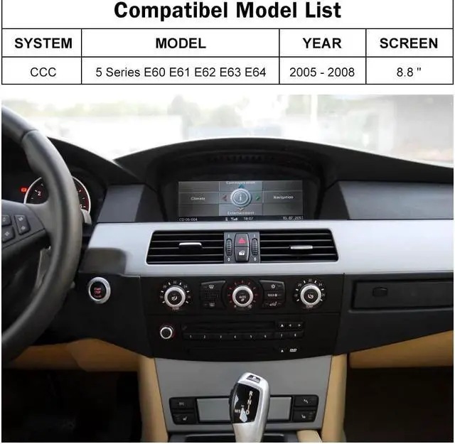 Alt view image 2 of 5 - NINETOM 8.8 inch Wireless Apple CarPlay Android Auto Car Multimedia Screen for BMW 5 Series CCC System, E60/E63/E64/E90/E91/E92/E93 (2005-2010)