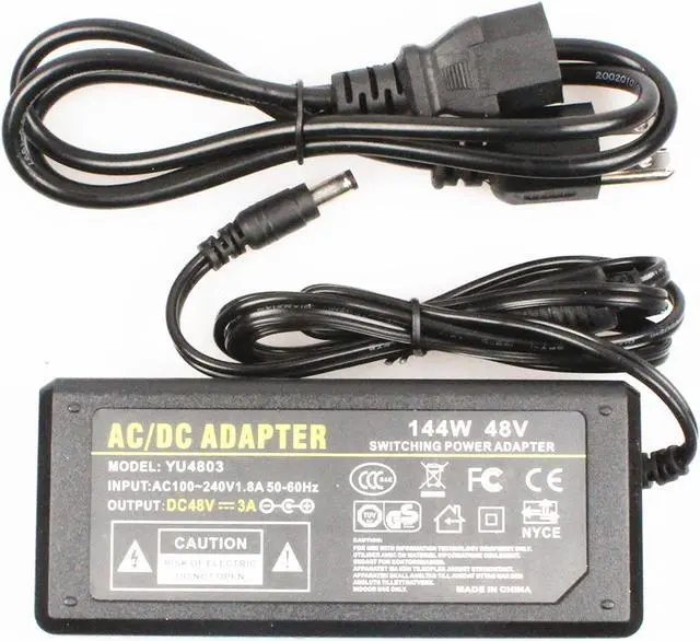 Alt view image 4 of 5 - NOYITO 48V 3A 144W Adapter AC 120V 100-240V 50 60 Hz to DC 48V Power Supply Charger Transformer 5.5 x 2.5 2.1mm Interface Suitable for LED Strip Light CCTV Camera POE Switch