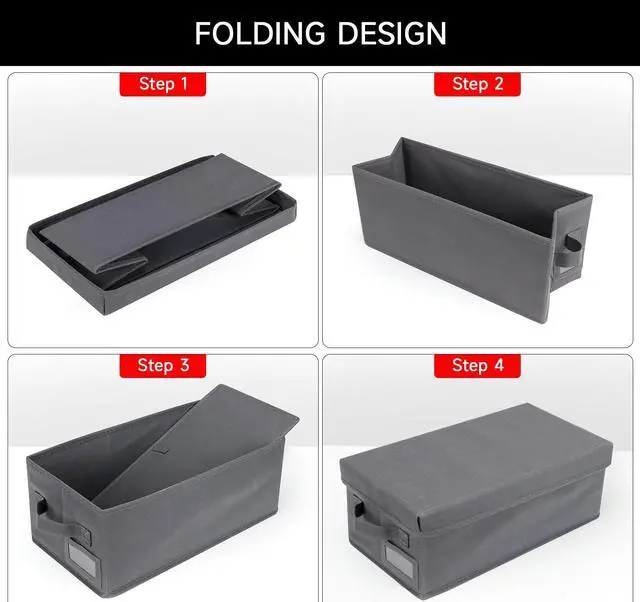 Alt view image 4 of 5 - NUSWOR Upgrades DVD Storage Box - Perfect DVD Case Storage Solution, Stackable DVD Organizer with Lid, 4Pack DVD Holder 15.75 x 8.1 x 6.1 inches - Holds 100 DVDs - Grey