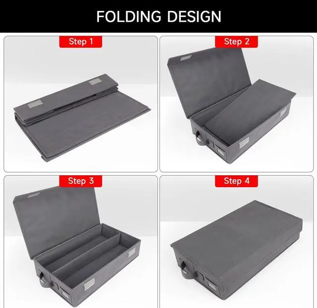 Alt view image 4 of 5 - NUSWOR Upgrades Cassette Tape Storage Box - Dust-proof Cassette Racks with Lid - Audio Cassette Holder Pack of 3- Holds 144 Cassette Cases - 16.34 x 9.25 x 3.4 Inches - Grey
