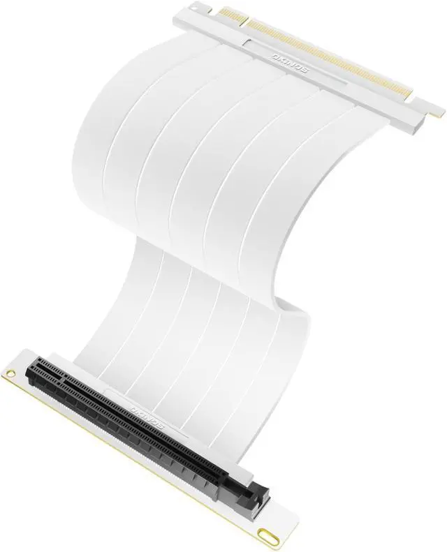 Main image of Okinos, PCI-E 4.0 Riser Cable, Compatible with RTX4090, RTX4080, RX7900XTX, PCIe 4.0 x16 High Speed Flexible Extender Card Extension Port 90 Degree Adapter, 200mm White