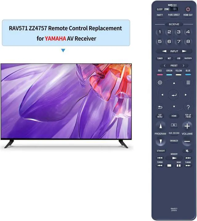 Alt view image 2 of 5 - RAV571 ZZ47570 Replacement Remote Control Compatible for Yamaha AV Audio Video Receiver RX-A2080 RX-V2085 RX-A3080