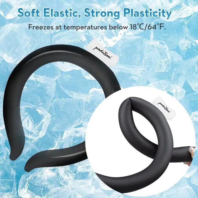 Alt view image 2 of 5 - 2 Pack Neck Cooling Tube, Reusable Ice Neck Ring Cooler Wraps,Wearable Body Cooling Products for Outdoor Indoor, Neck Coolers for Hot Weather (Black*2)