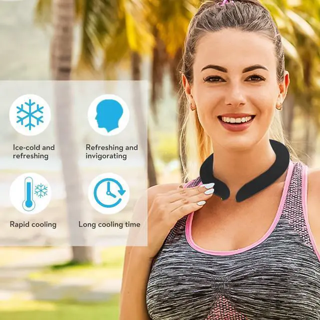 Alt view image 4 of 5 - 2 Pack Neck Cooling Tube, Reusable Ice Neck Ring Cooler Wraps,Wearable Body Cooling Products for Outdoor Indoor, Neck Coolers for Hot Weather (Black*2)