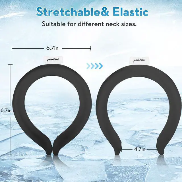 Alt view image 5 of 5 - 2 Pack Neck Cooling Tube, Reusable Ice Neck Ring Cooler Wraps,Wearable Body Cooling Products for Outdoor Indoor, Neck Coolers for Hot Weather (Black*2)