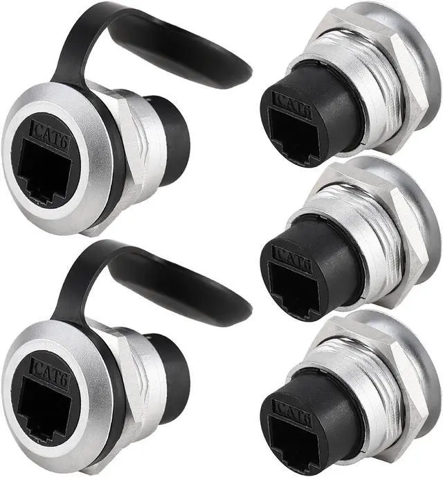 Main image of PENGLIN 5PCS RJ45 CAT6 Panel Mount Connector, CAT6 Ethernet LAN Pass Through Coupler, Female to Female Network Bulkhead Socket