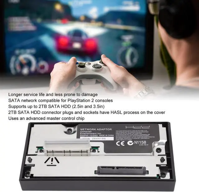 Alt view image 3 of 5 - SATA Interface Network Adaptor, for PS2 Game Console, HDD Hard Disk Adapter, with 8MB FMCB V1.966 Memory Card, Supports 2TB SATA HDDs, Anti Interference