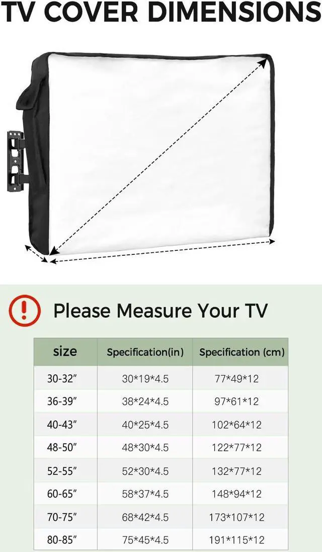 Alt view image 2 of 5 - Outdoor TV Cover Waterproof and Weatherproof, Solid White Outside TV Cover for 70 to 75 inch LCD LED, Shield TV Display Screen Protector