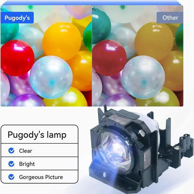 Alt view image 3 of 5 - Pugody ET-LAD60 LAD60W Replacement Projector Lamp Bulb for Panasonic PT-D5000 D6000 D6710 DW6300 DZ6700 EL DZ6700L U DZ6710 EL UL DW530E U DX500E U DZ570E U DZ770EK ES DZ770ELK ELS LK DW740LS DX810LS