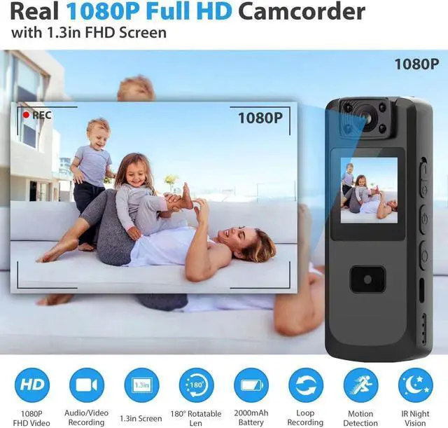 Alt view image 2 of 5 - Body Camera, Wireless FULL 1080P Body Wearable hidden camera with Powerful Auto/Manual Motion Detection and Night Vision, Police Body Camera Lightweight and Portable with Complimentary 64GB SD card