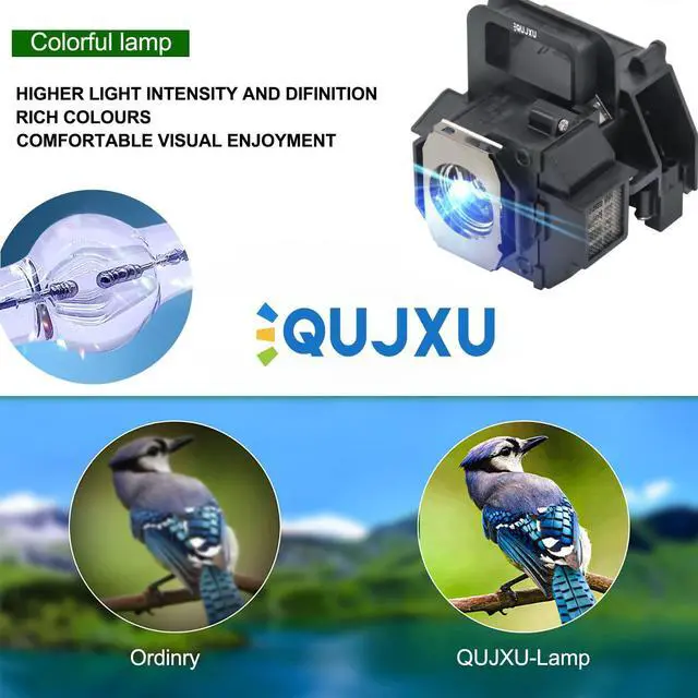 Alt view image 2 of 5 - QUJXU ELPLP49 Projector lamp for Epson V13H010L49 powerLite Home Cinema 8350 8345 8500ub 8700ub 8100 6100 6500ub Replacement Projector lamp Bulb