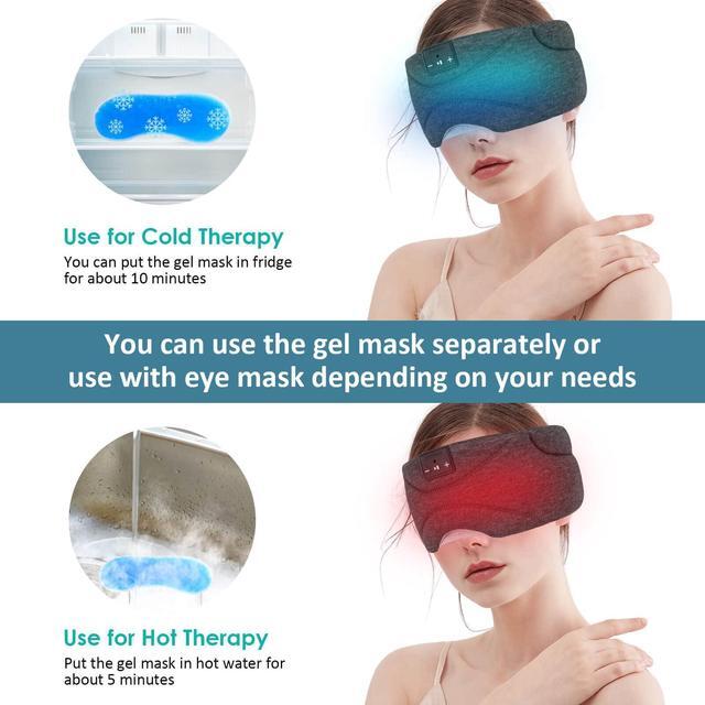 Alt view image 5 of 5 - Sleep Mask with Bluetooth Headphones 24 White Noise, Ultra-Thin Speaker Cold Pack Blackout Bluetooth Eye Mask Sleep Headphones for Side Sleepers, Airplane, Travel, Cool Gadgets for Women Man (Black)