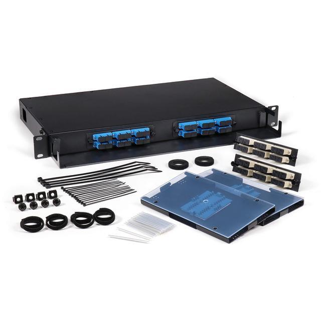 FYBOPTWU-12 Duplex 24 Port LC Multimode OM3 Rack Mount Enclosure Box With Pigtails & Couplers, 24 Core LGX Patch Panel Box Fits For 19\" Racks Cabinet