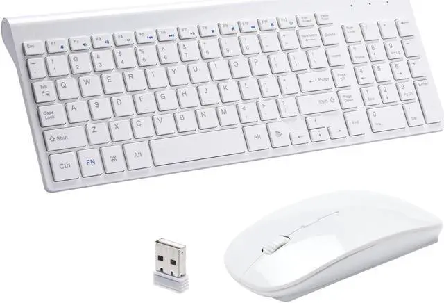 Main image of RVP+ Wireless Keyboard and Mouse Ultra Slim Combo, 2.4GHz Cordless USB Mouse and Keyboard PC Laptop Computer - White