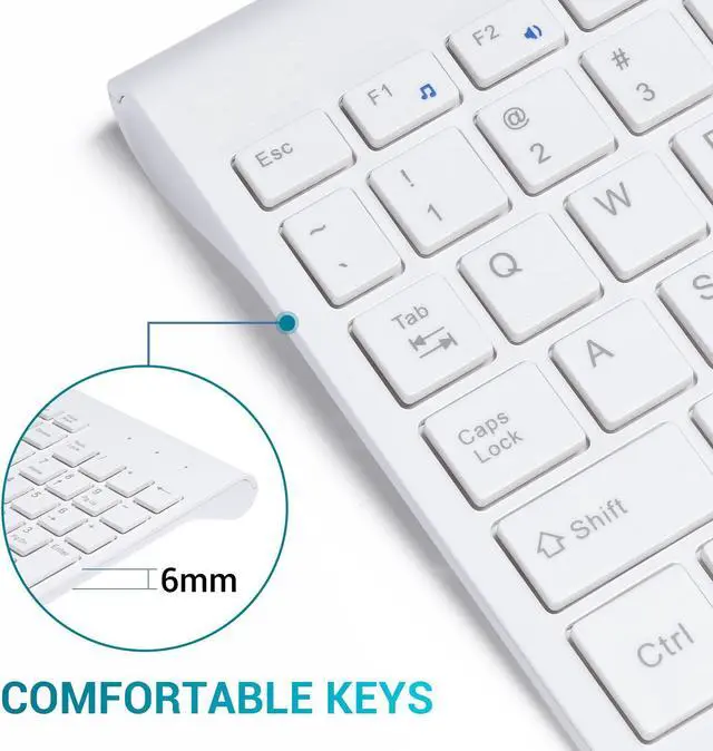 Alt view image 3 of 5 - RVP+ Wireless Keyboard and Mouse Ultra Slim Combo, 2.4GHz Cordless USB Mouse and Keyboard PC Laptop Computer - White