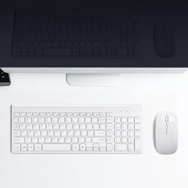 Alt view image 5 of 5 - RVP+ Wireless Keyboard and Mouse Ultra Slim Combo, 2.4GHz Cordless USB Mouse and Keyboard PC Laptop Computer - White