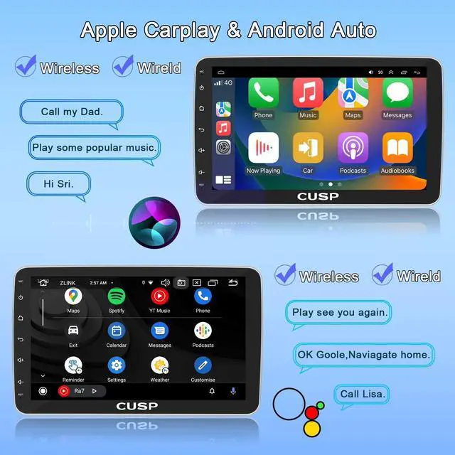 Alt view image 3 of 5 - 10.1 Inch Android Car Stereo Radio GPS with Manual Rotation 360 Universal Multimedia Player, Up & Down, Left & Right,1280X720 QLED Screen with Car Play and Android Auto,FM Bluetooth in-Dash Kit