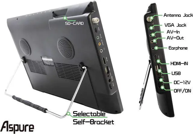 Alt view image 2 of 5 - LEADSTAR 14 Inch Portable Digital ATSC TFT HD Screen Freeview LED TV for Car,Caravan,Camping,Outdoor or Kitchen.Built-in Battery Television/Monitor with Multimedia Player Support USB Card