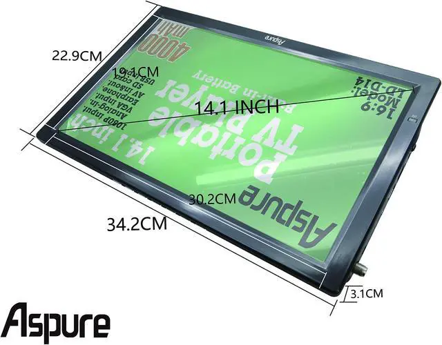 Alt view image 4 of 5 - LEADSTAR 14 Inch Portable Digital ATSC TFT HD Screen Freeview LED TV for Car,Caravan,Camping,Outdoor or Kitchen.Built-in Battery Television/Monitor with Multimedia Player Support USB Card